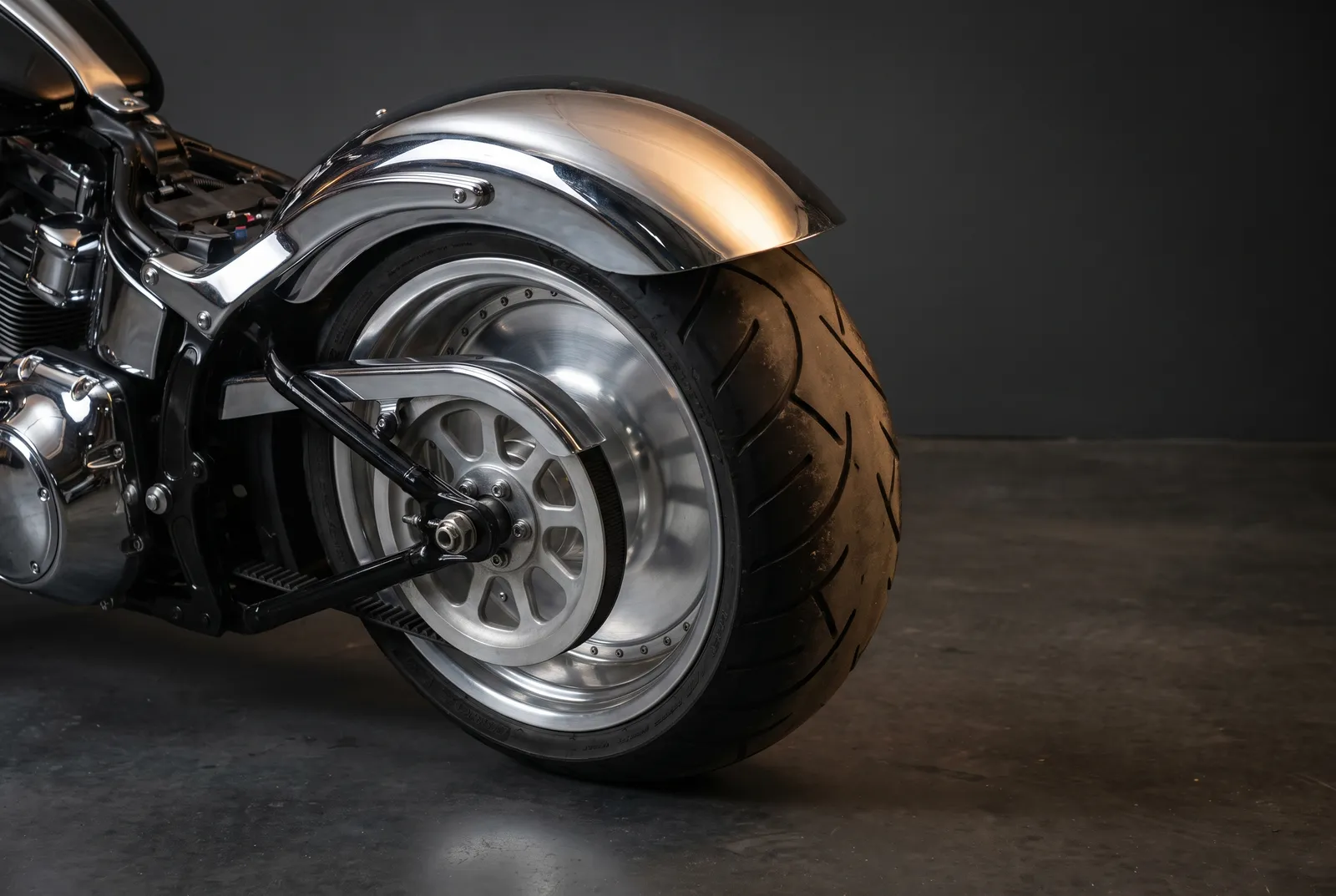 Detail van een Harley-Davidson Softail